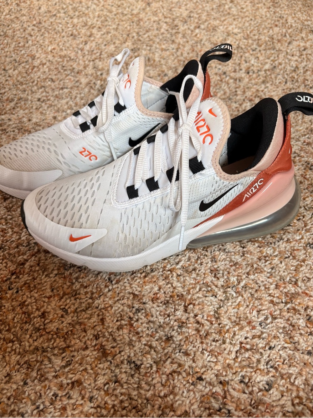 Nike Air Max 270 Women’s Sneakers - White & Peach Orange - Picture 2 of 8